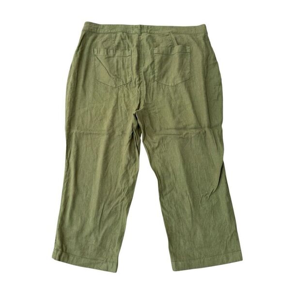 NYDJ Utility Pants In Stretch Linen olive green cropped size 16W - Picture 3 of 8